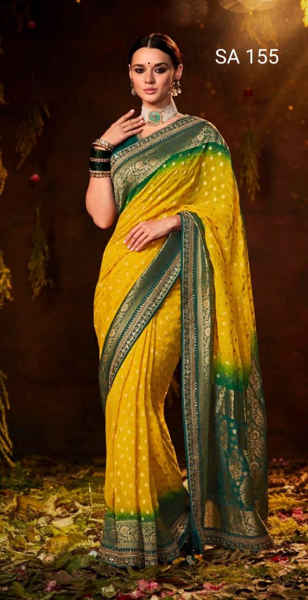 Kimora Sindhuri Bandhej Embroidery Saree Collection